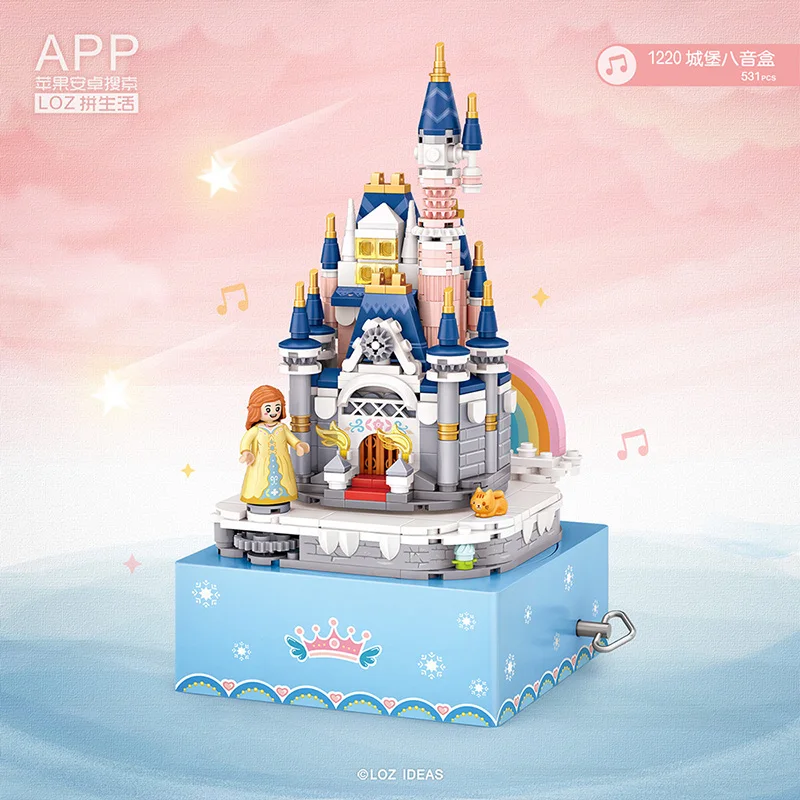 

LOZ Diamond mini building block Fairy tale Princess Castle assemble bricks figure music box educational toys for girls gift 1220