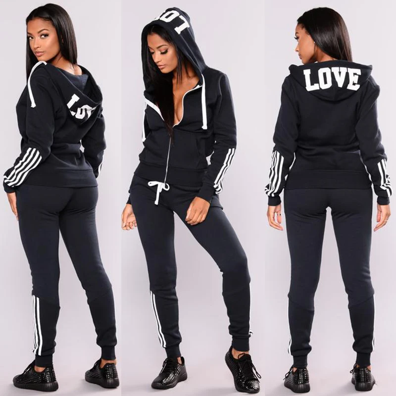

Leisure Two Piece Set Tracksuits Women Sets Love Print Hoodie Jacket Pants Sweatshirt Set Female Sports Suit for Women Clothing