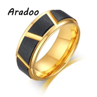 aradoo light luxury tungsten steel black gold mens sports and leisure ring