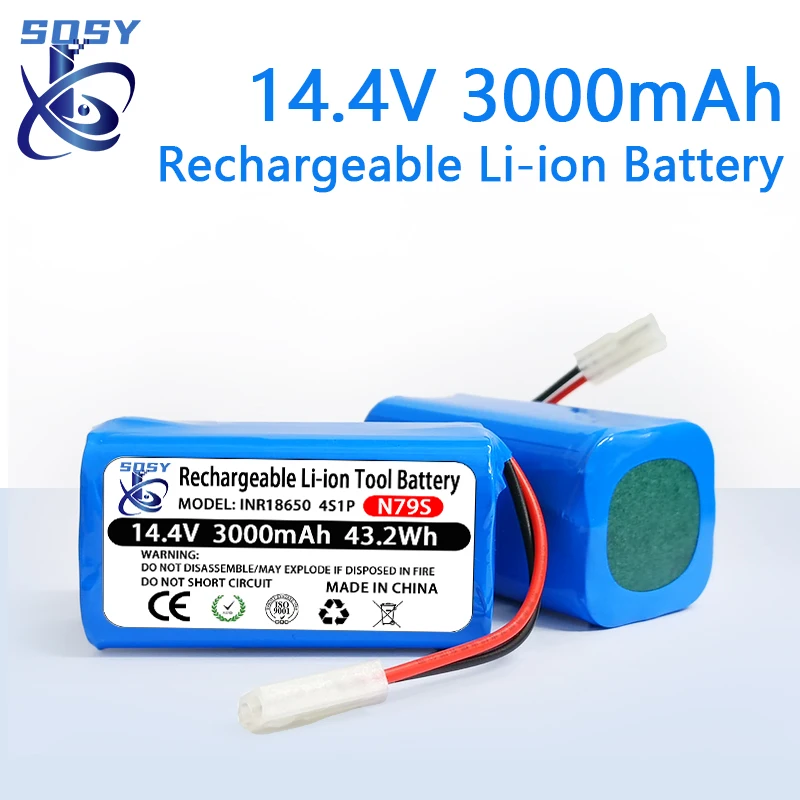 

14.4V 3000mAh Li-ion Battery for Conga Excellence 950 990 1090 1790 1990 Deebot N79S N79 DN622 Eufy Robovac 11S 12 X500 6PCS
