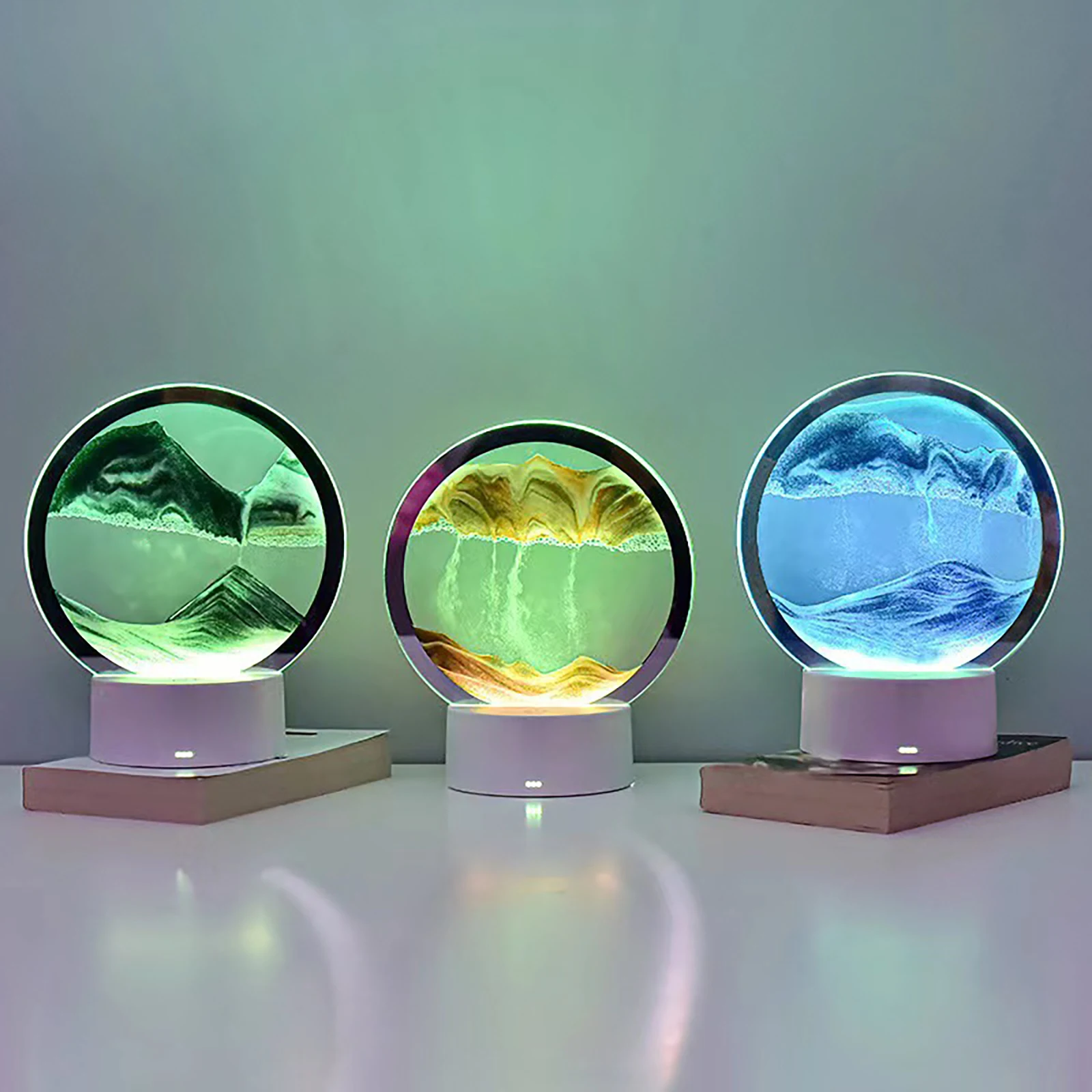 

Sand Drawing Ornament Lights RGB Colorful Color Change Sand Art Table Lights Creative 3D Hourglass Lamps Crafts Decor forBedroom