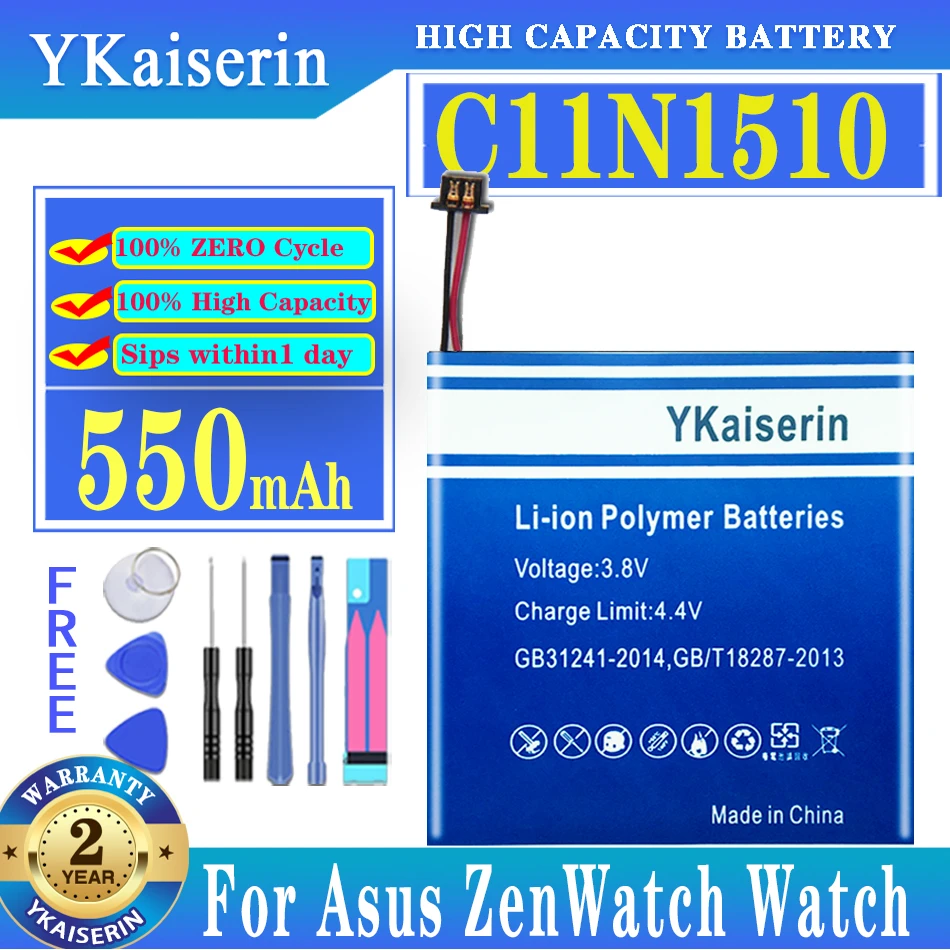 

YKaiserin C11N1510 550mAh Replacement Battery For Asus ZenWatch Watch High Capacity Battery +Track Code