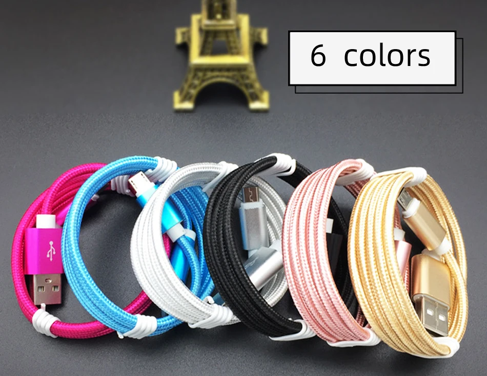 

Nylon For iPhone 25cm 1m 2m 3m Data USB Charger Cable Xs 8 7 6S Plus Xiaomi 8 Samsung S8 S9 iPad Fast Charging V8 Long Wire Cord