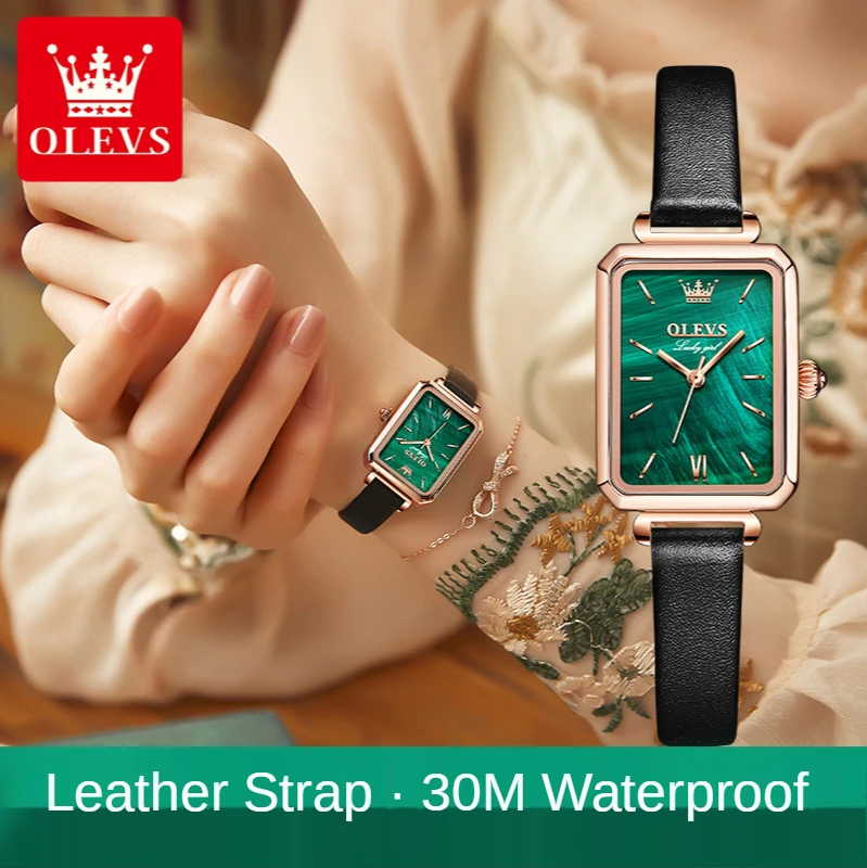 

Модные часы, маленькие зеленые часы, водонепроницаемые женские часы с ремешком, женские кварцевые волнистые часы