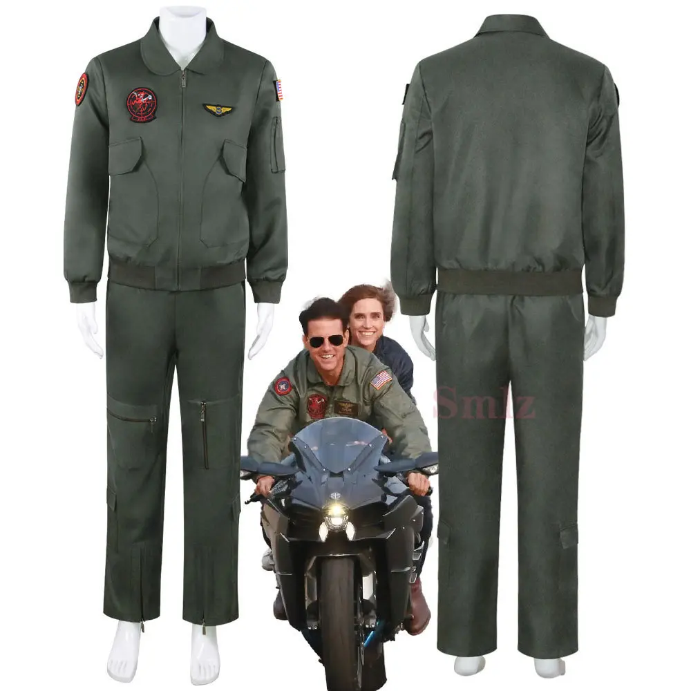 

Топ из фильма, пистолет, косплей, американская Униформа ВВС, мужская куртка с вышивкой для взрослых, брюки на Хэллоуин, бриджи для мужчин