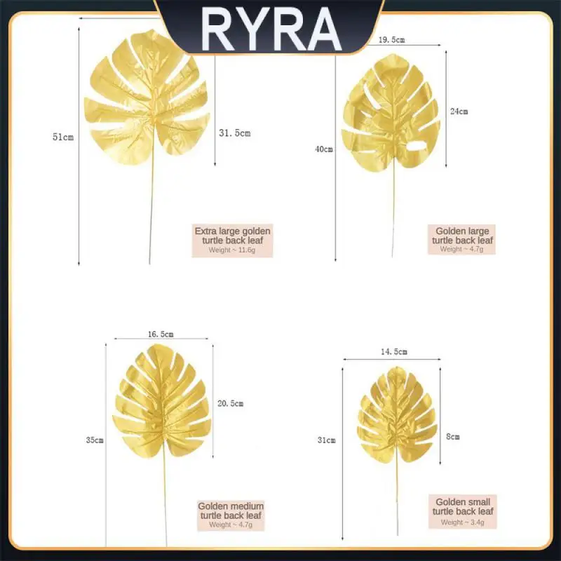 

No Smell Gold Leaf Lifelike Reusable Golden Simulated Turtle Shell Leaves Made Of High-quality Plastic Glossy Artificial Plant