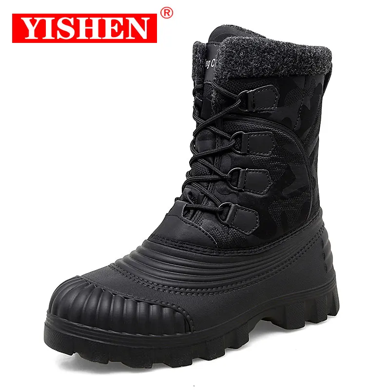 Snow Boots Waterproof Hiking Shoes Warm Fur Mid-calf Duck Bo