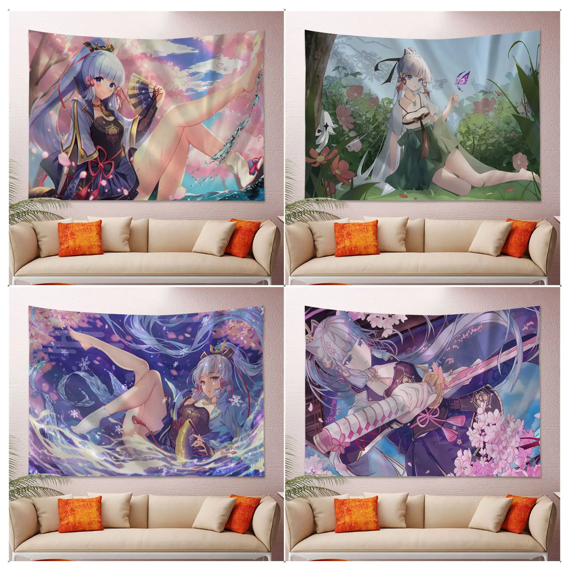 

Kamisato Ayaka Genshin Impact Wall Tapestry Home Decoration Hippie Bohemian Decoration Divination INS Home Decor