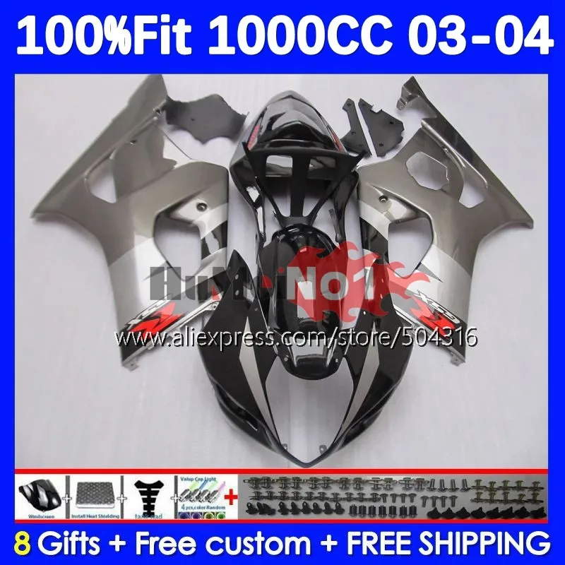 

Корпус OEM для SUZUKI GSXR-1000 GSXR 1000 CC 20No.1 1000CC GSX R1000 K3 GSXR1000 03 04 2003 2004 Обтекатели серебристо-серого цвета