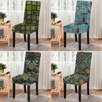 mandala series stretchable elastic seat cover all inclusive kitchen dining chair cover spandex cushion cover home decor 1pc