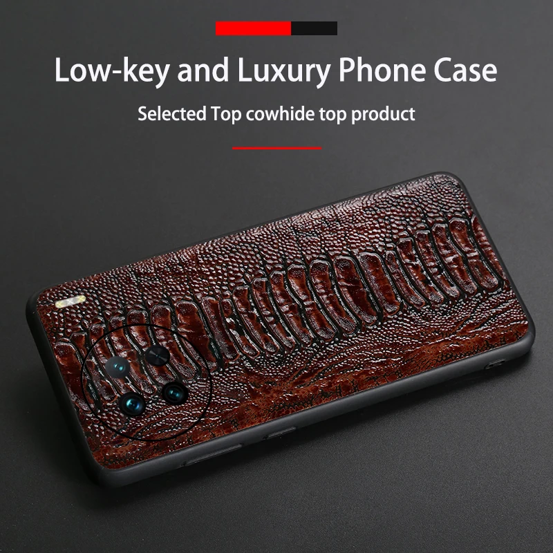 Genuine Leather Phone Case For vivo X90 Pro plus X70 X50 X60 Pro plus X80pro Ostrich foot mobile phone back cover case Funda enlarge