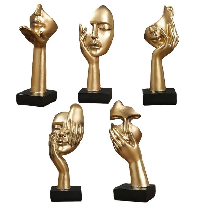 Thinker Statue Resin Abstract Statue Desktop Ornaments Face Sculpture Nordic Art Crafts Accessories for home decoration