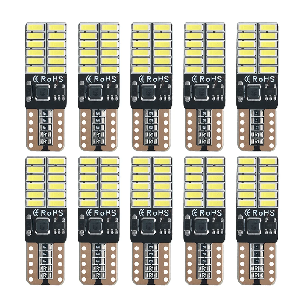 

10pcs IC W5W T10 LED Bulbs Canbus 4014 24SMD 12V 6000K 194 168 LED Car Interior Map Dome Lights Parking Light Auto Signal Lamp