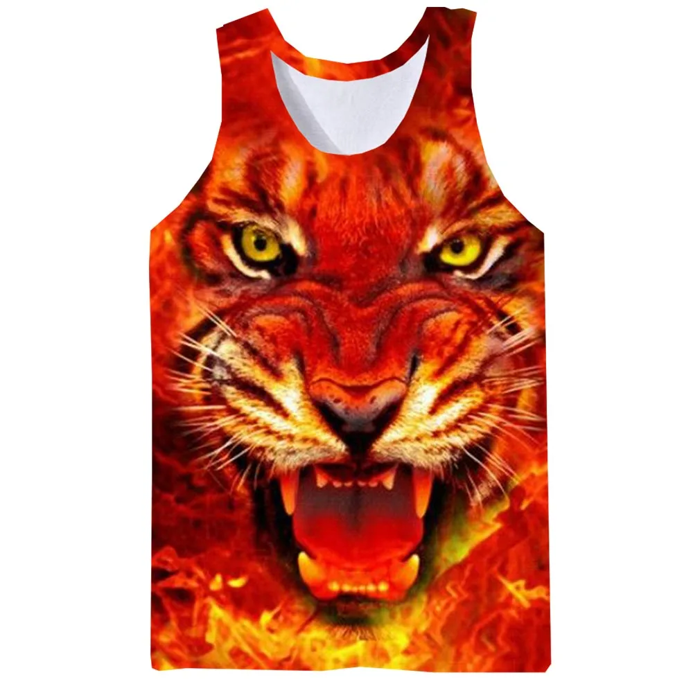 

Мужская майка с 3d-рисунком огненного животного, без рукавов