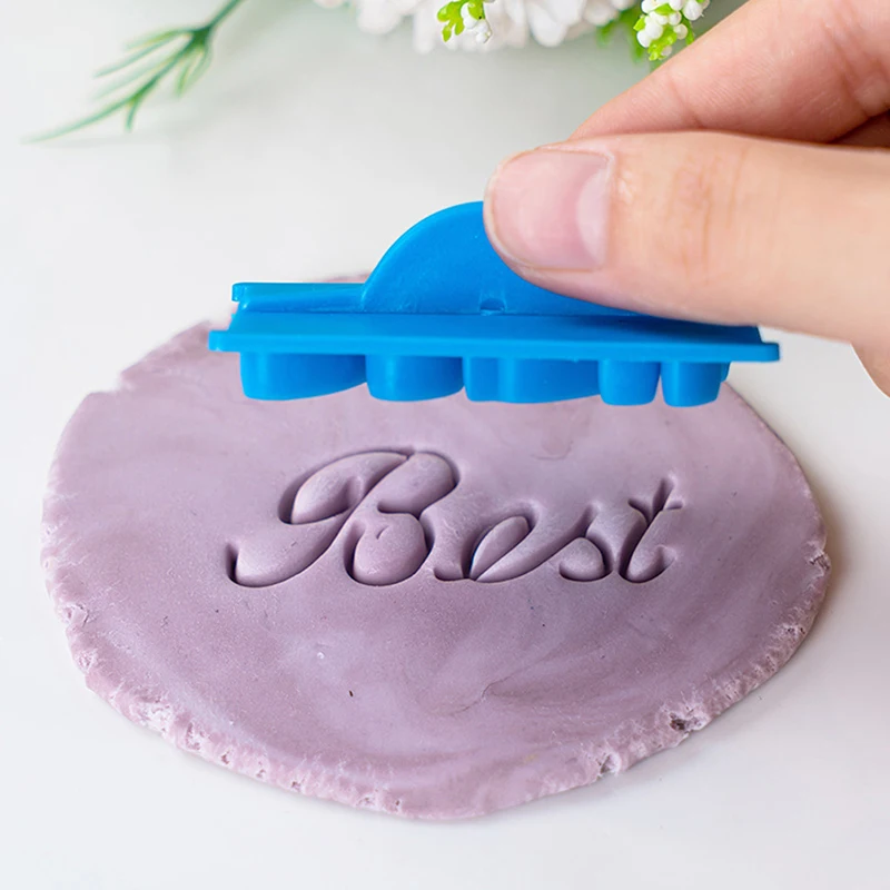 

6Pcs Fondant Mold Plastic Alphabet Handwriting Embosser Baking Cookie Cutter Cake Biscuit Mold Happy Birthday Decoration Tool