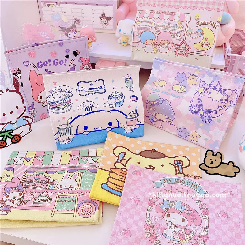 

Kawaii Sanrioed Kuromi My Melody Cinnamoroll Tissue Box Storage Box Pu Paper Towel Bag Napkin Paper Box Home Car Tissue Box