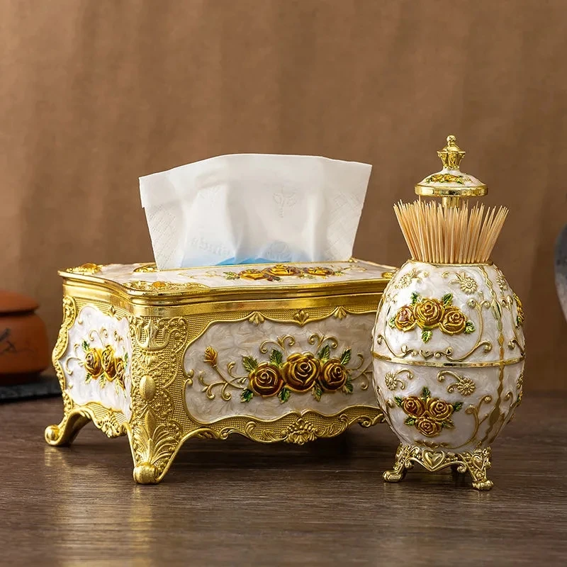 

Luxury Tissue Box Fashion Elegant Household living Room Desktop Towel Napkin Tissue Toothpick Holder