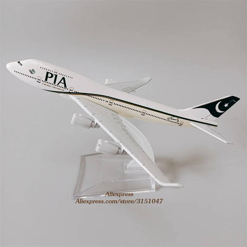 

Alloy Metal Pakistan Air PIA B747 Airlines Diecast Airplane Model PIA Boeing 747 Airways Plane Model w Stand Aircraft Gifts 16cm