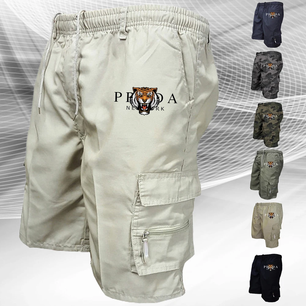 

Men's Bermuda Shorts Brand Summer Drawstring Pocket Overalls Retro Rustic Senior Sports Cloth Tactical Hiking Outdoor Work Pants