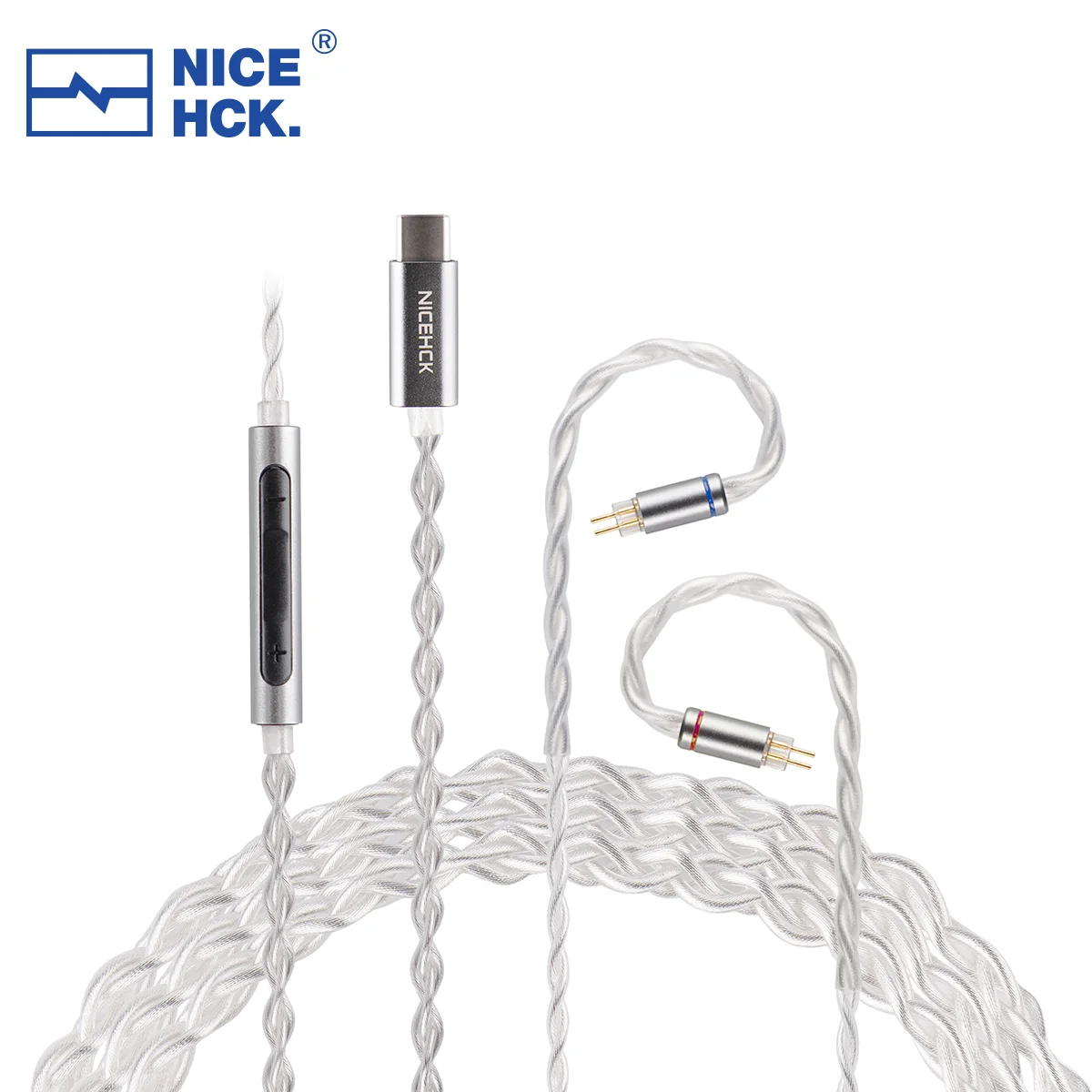 Фото Кабель NICEHCK SP4 Type-C DAC с микрофоном – CX31993, 32 бит/384 кГц, 4 жилы OFC+посеребренный OFC, 0,78 мм, 2-контактный, для Rockies NX7MK4 NX8 №2
