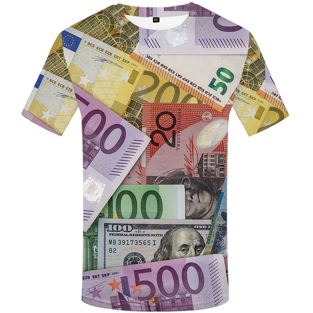 

2023 Summer New style Dollar T shirt Men Money Tshirts Casual Russia T-shirts 3d United States Printed Harajuku Shirt Print