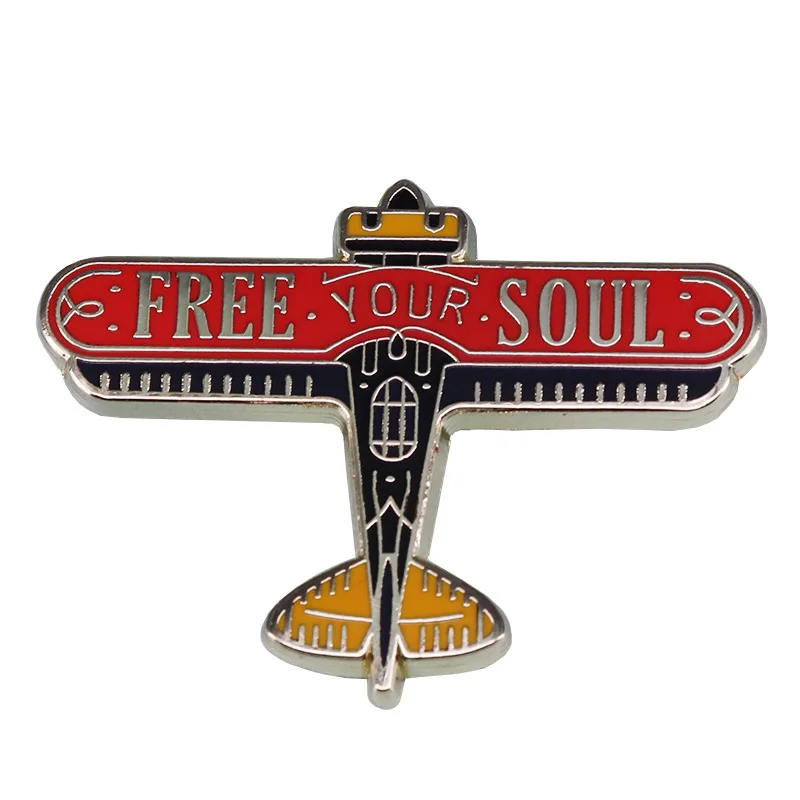 

Free your soul Aircraft Metal Enamel Backpack Bag Lapel Badge Brooch Pin