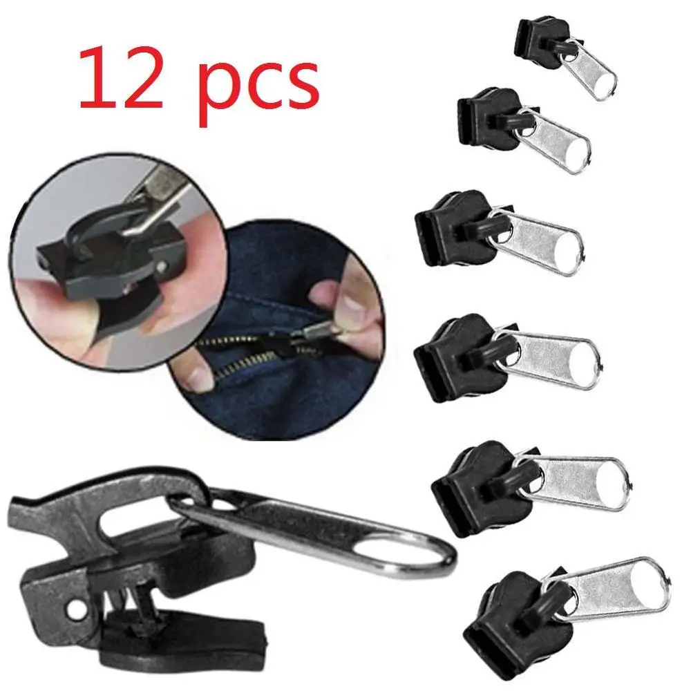 

12/6Pcs 3 Sizes Universal Instant Fix Zipper Repair Kit Replacement Zip Slider Teeth Rescue New Design Zippers Sewing Clothes