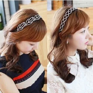 

4601 Wide Edge Hairpin Leaf Wave Crystal Diamond Set Toothed Anti slip Headband