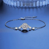trendy 925 silver 1ct d color round moissanite bracelet for women plated white gold lab diamond charm bracelets pass tester