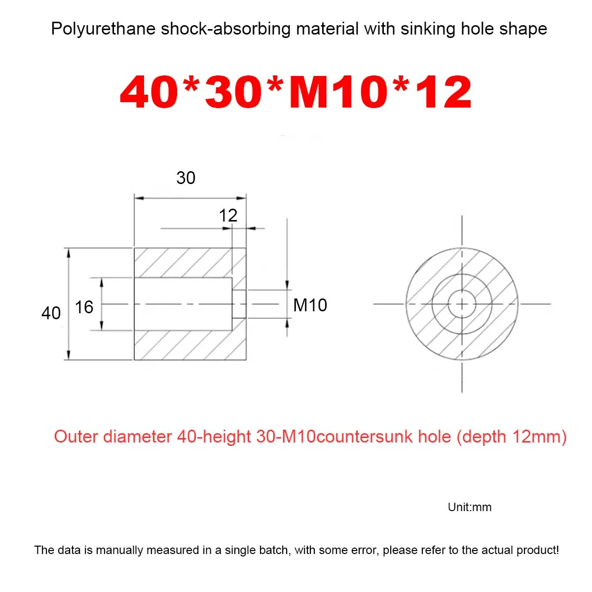 

Полиуретановый амортизационный блок, резиновая головка Youli, противоударный блок с затопленным отверстием Оксфордский блок