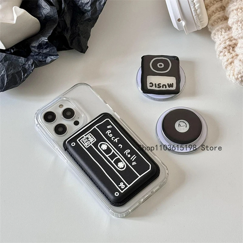 Фото Корейский милый Walkman для Magsafe, магнитный чехол для телефона Griptok Grip Tok, подставка для iPhone 16, складной чехол для беспроводной зарядки, кольцо-держатель №4