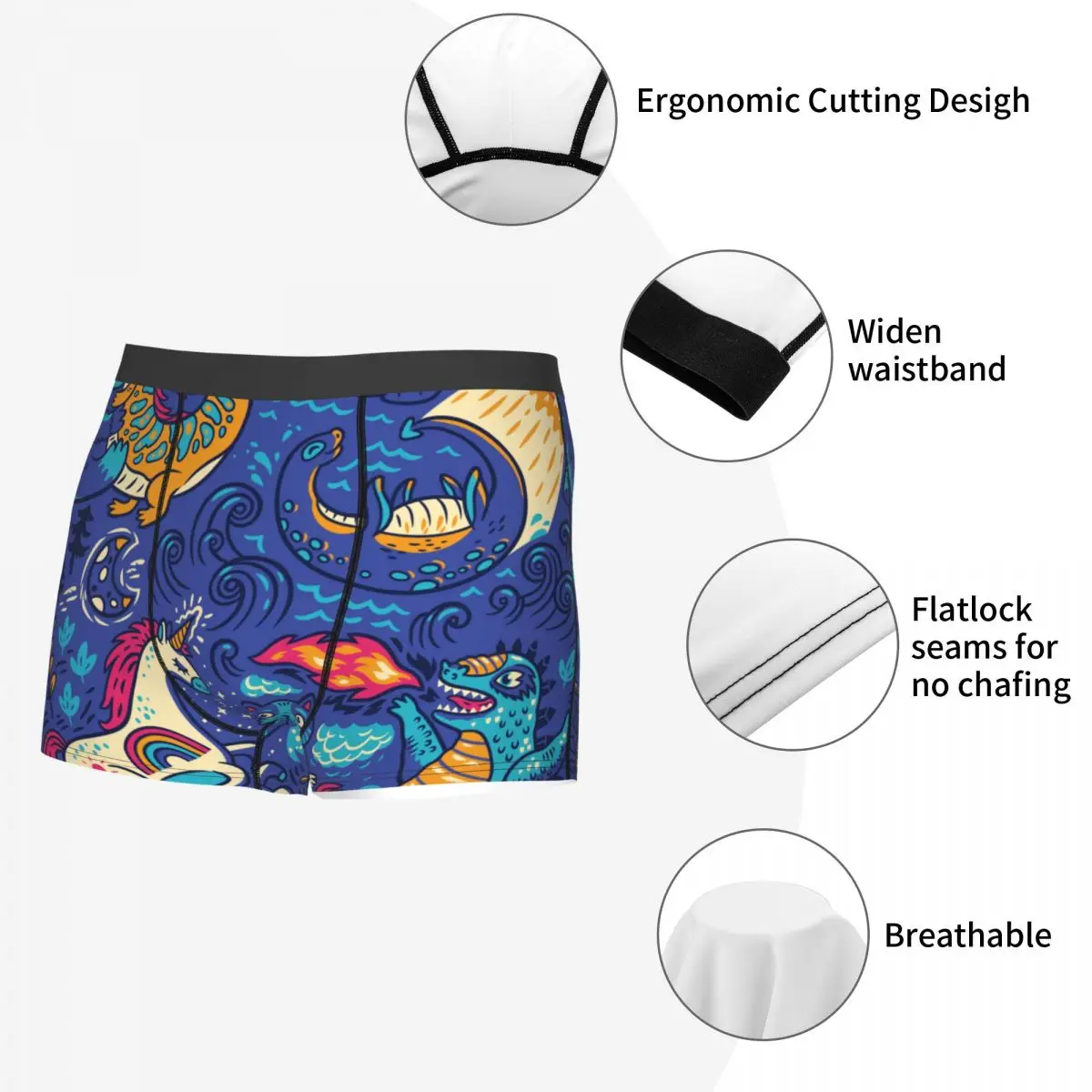 Мужские боксеры сексуальное нижнее белье фантастические животные мультфильмы