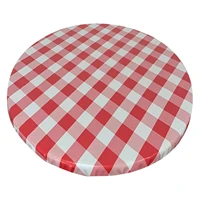 round fitted tablecloth checkered table cover for outdoor indoor waterproof wipeable cover for round tables red white gingham
