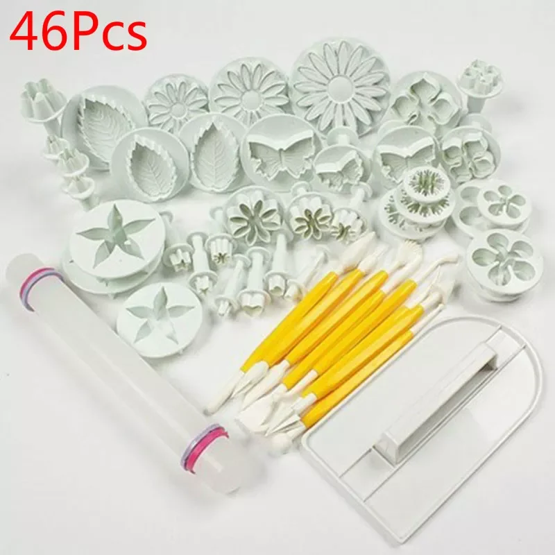 

46Pcs/Set Embossing Flower Cookie Cutters Chocolate Candy Stamping Molds Biscuit Pastry Cake Decorating Tools Kitchen Bakeware