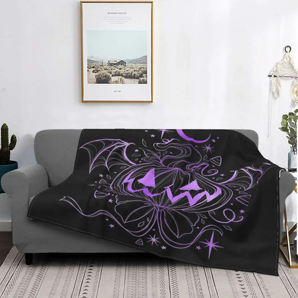 

Manta de calabaza voladora escalofriante para Halloween, colcha para cama a cuadros, manta a cuadros, toalla de playa de lujo
