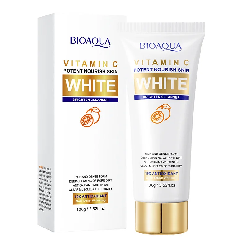 BIOAQUA Vitamin C Whitening Facial Cleanser skincare Face Wash Foam Face Cleanser Moisturizing Face Cleansing Skin Care Products
