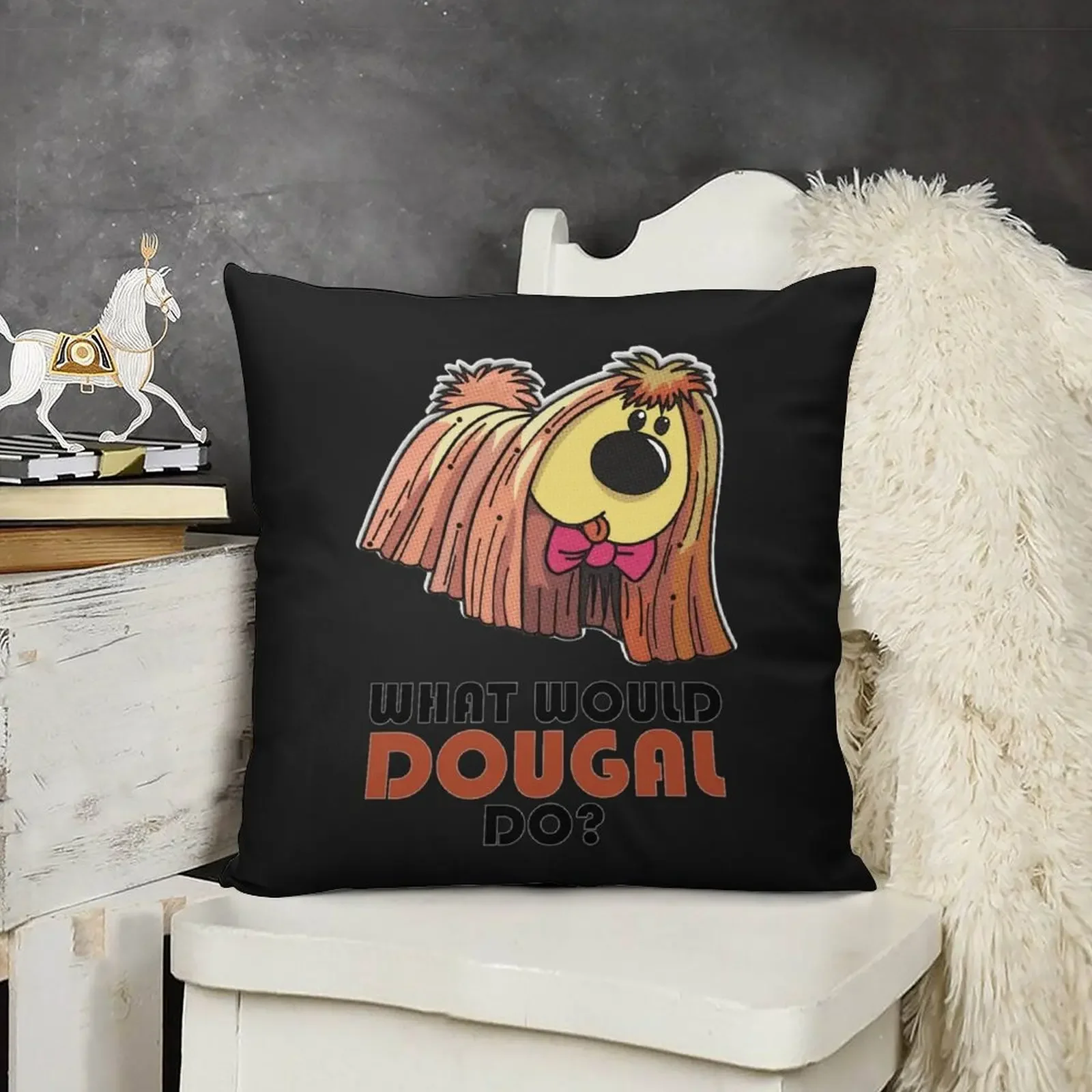 Ретро 1970-х годов Dougal Magic Roundabout Logo Design Классическая футболка Подушка для девочек в