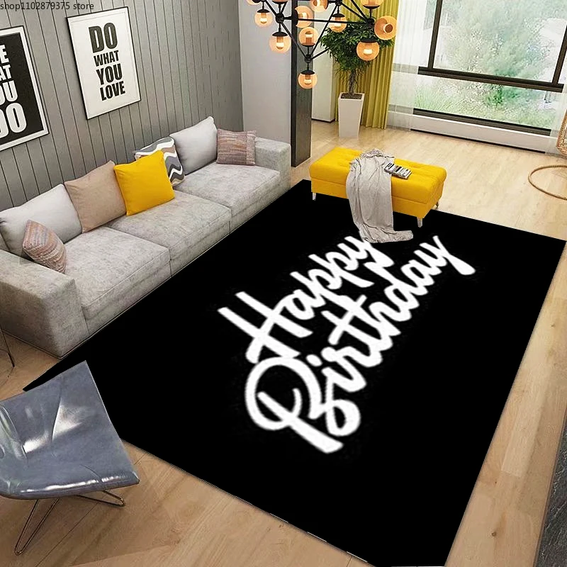 

Happy Birtheay Carpet Camping Mat Kitchen Mat Room Kitchen Mat Yoga Mat Bathroom Floor Mat Living Room Carpet