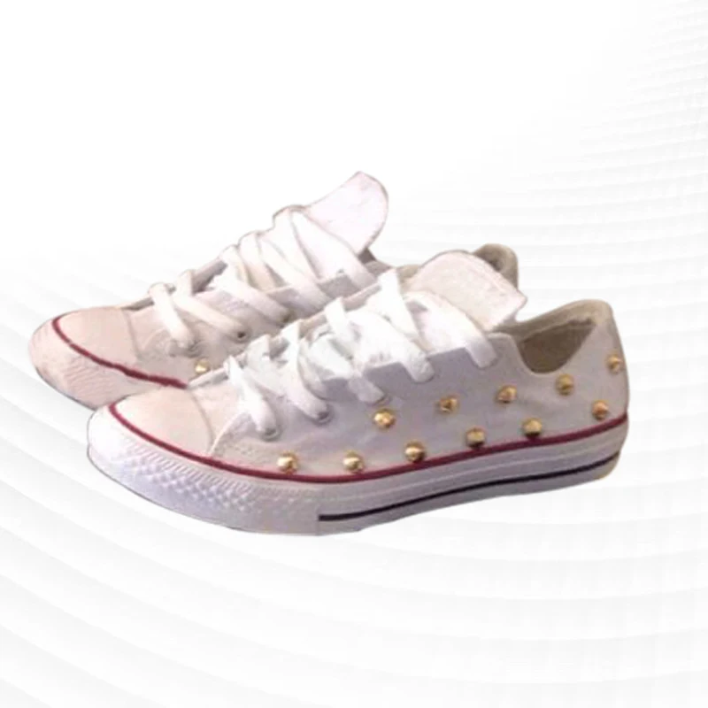 

Handmade custom trend personality new rivet low top canvas shoes hip hop style super cool street dance shoes comfortable board s