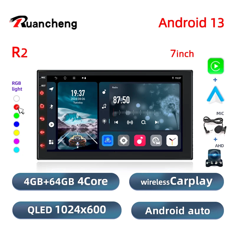 

Android13 7 9 10-дюймовый автомобильный радиоприемник GPS 2 din Радио Стереоприемник Плеер 64G Мультимедийный плеер беспроводной CarPlay Android Auto Подарок