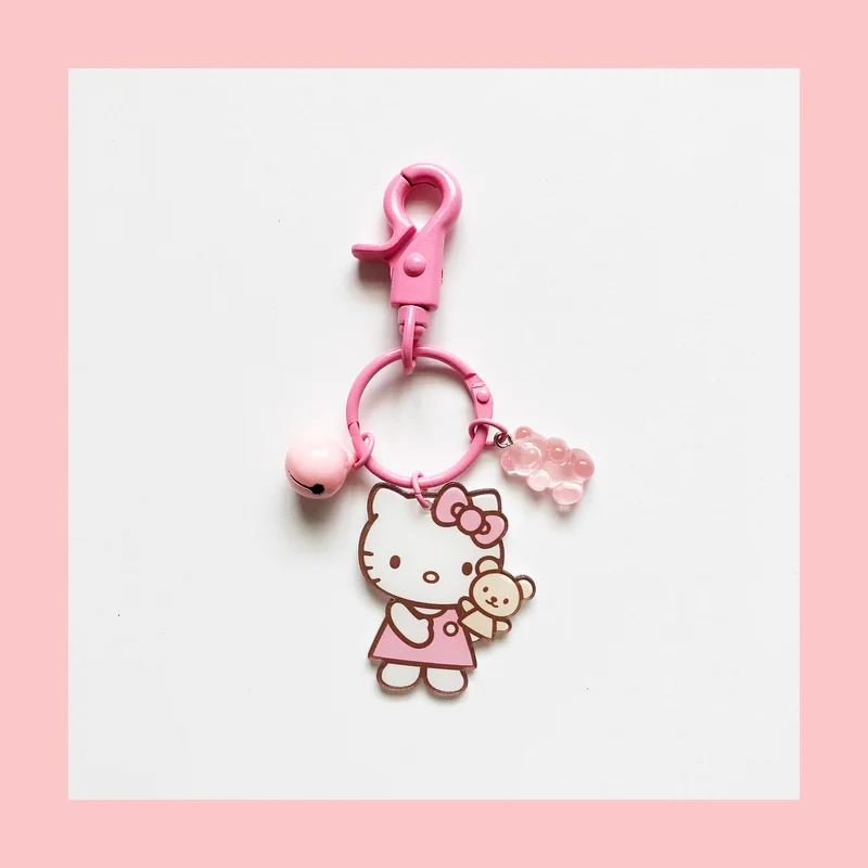 

Hello Kitty Girl Cartoon Schoolbag Pendant Keychain Car Key Ornaments