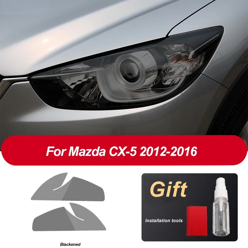 

2 pieces car Headlight Protective Film For Mazda CX5 Ke KF 2012 to present Accessories Headlight Transparent Black TPU sticker