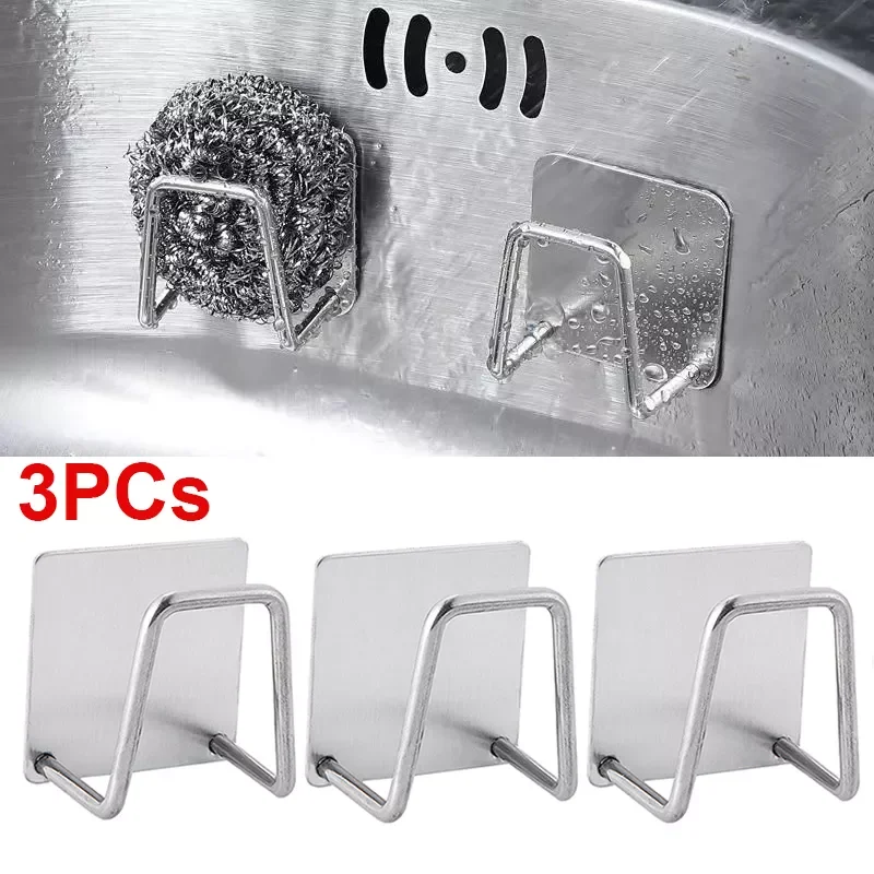 

Stainless Steel Kitchen Drain Racks Self Adhesive Sink Sponges Holder Drying Rack Storage Holder Wall Hooks Kitchen Accessories