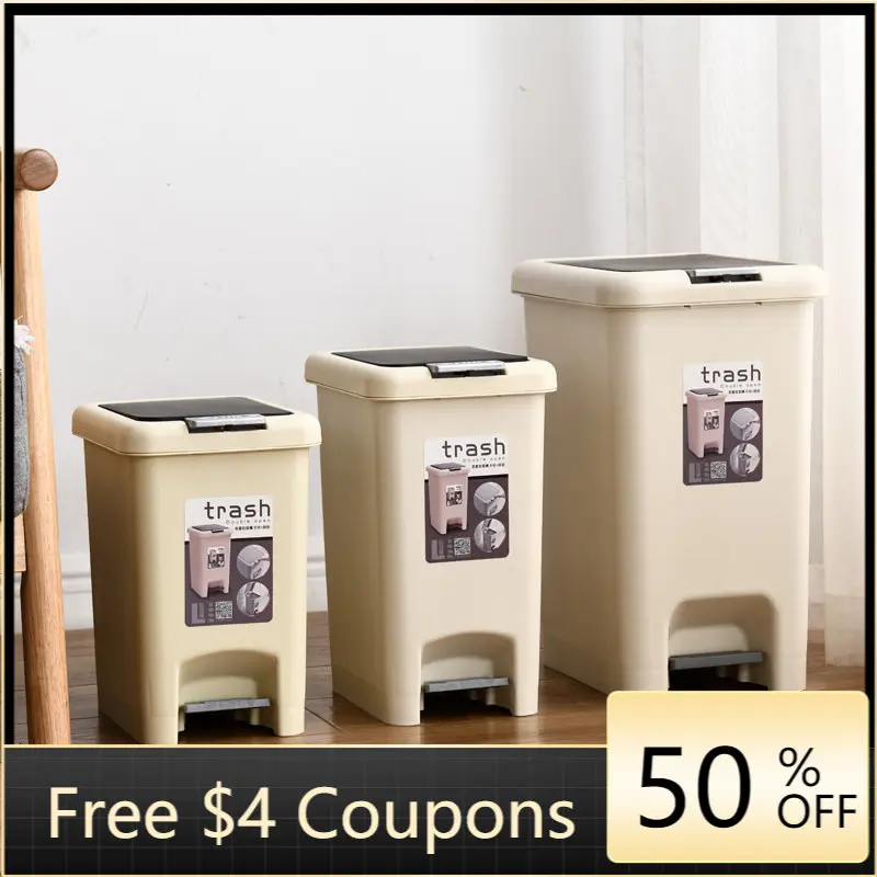 

Pedal Trash Can Office Garbage Storage Bucket Simple Household Large Capacity Kitchen and Bathroom Fruit and Vegetable Trash Can