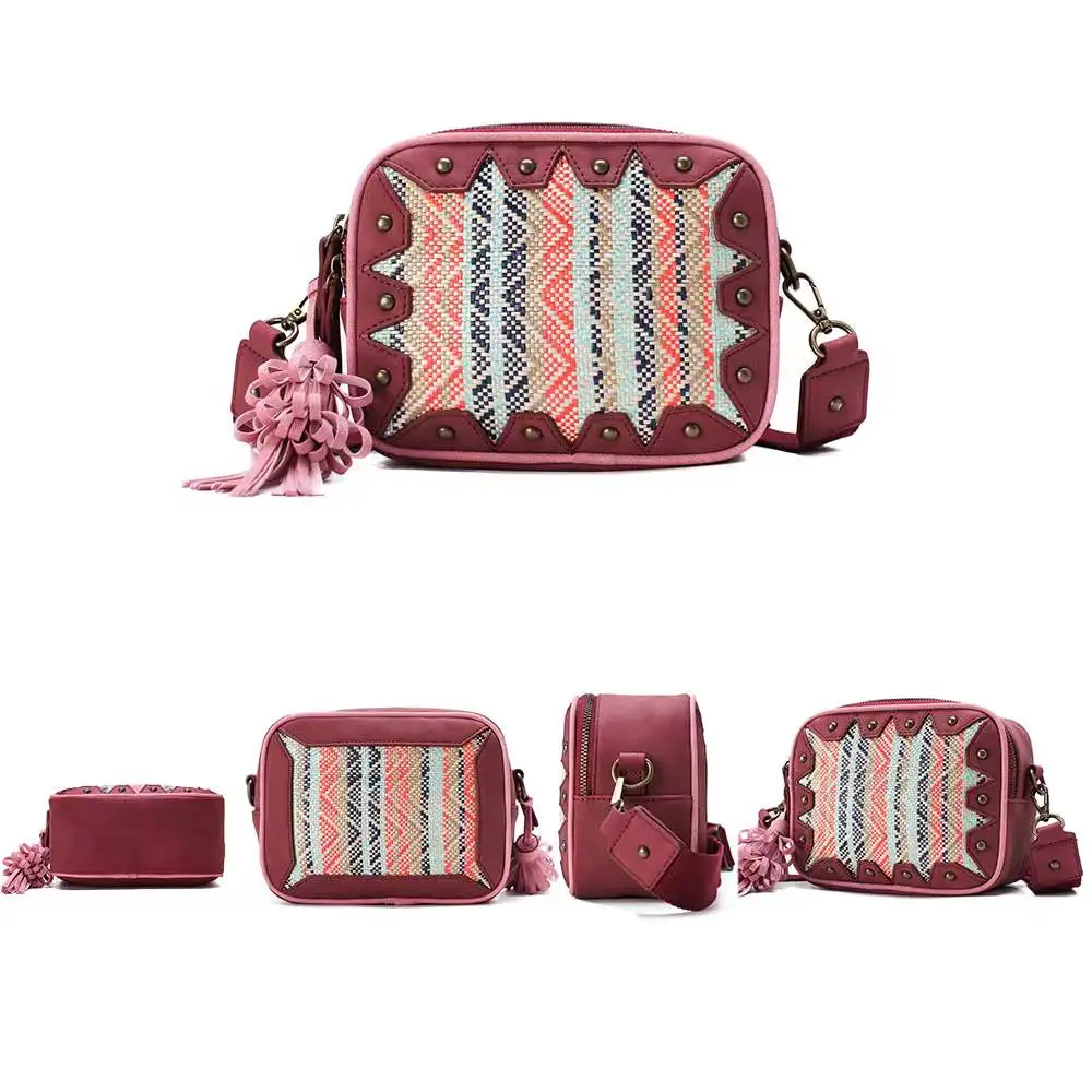 Annmouler 2022 Designer Women Shoulder Bag Pu Leather Crossbody Bag with Tassel Bohemian Style Rivet Flap Bag Small Purses