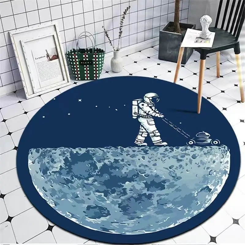 

3D Moon Round Computer Chair Carpet Indoor Sports Thickened Anti-slip Floor Mat Living Room Carpet Polyester Carpet Mat