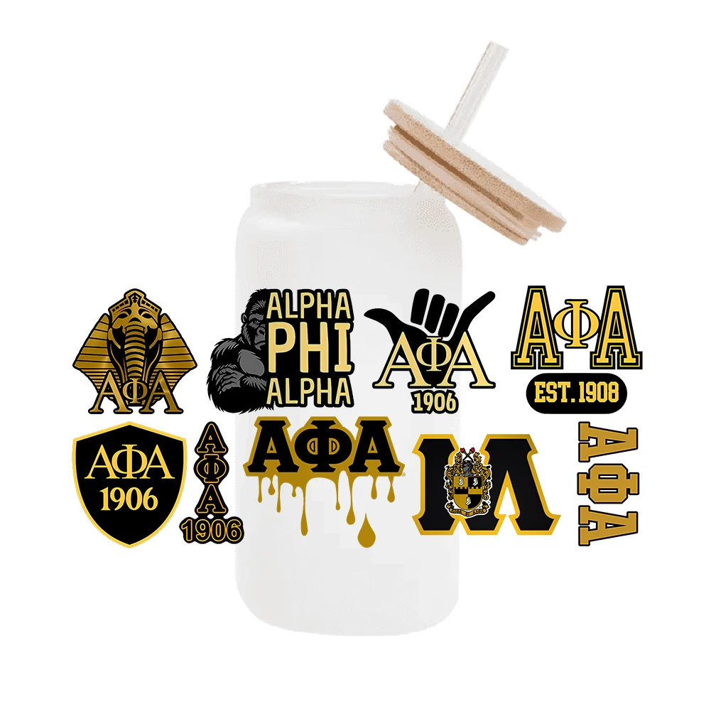 Sodality Alpha Phi ALpha для Libbey 16 унций банка стекло 3D водонепроницаемая УФ- DTF упаковка