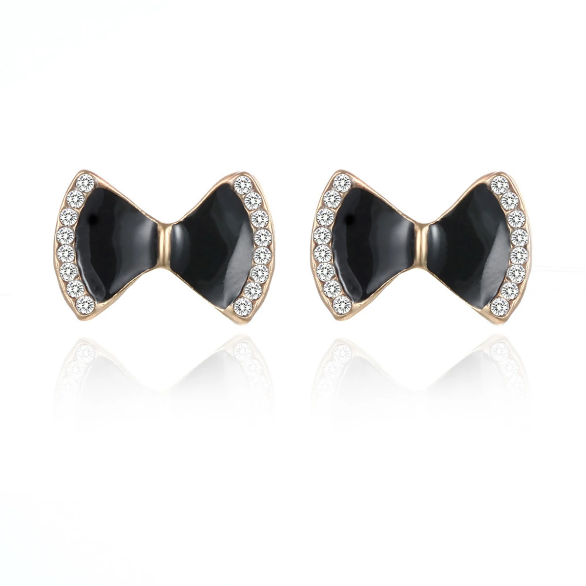 

Simple Elegant Women's Earrings Classic Black Bow With Rhinestones Women's Fashion Earrings for Couple Birthday Gift