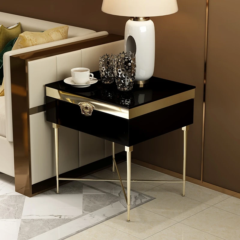 Stainless steel corner a few sides light luxury post-modern sofa table coffee square living room model |