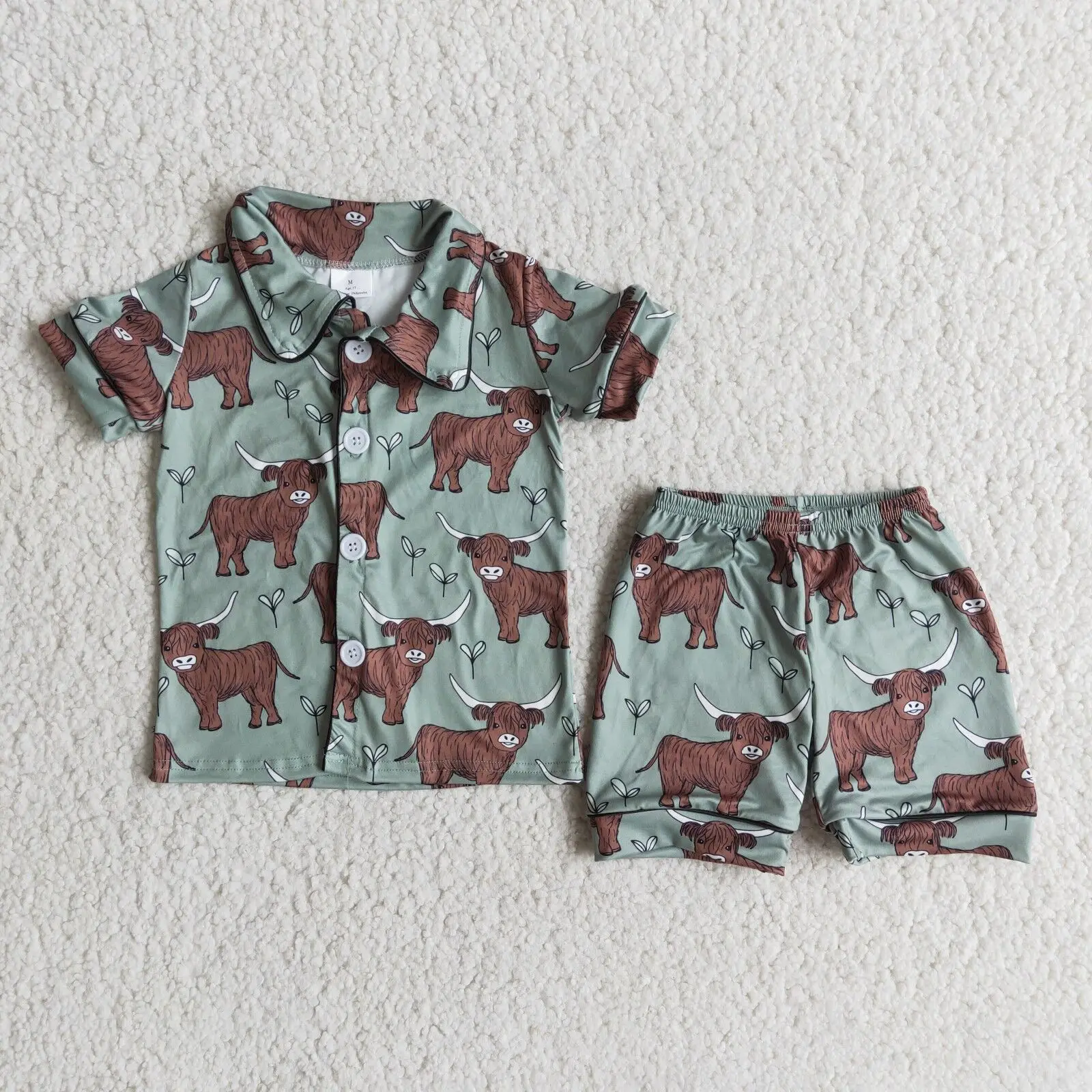 

RTS Baby Boys Clothes Camo Cow Yak Short Sleeves Summer Shorts Children Boutique Western Outfits Clothing Sets